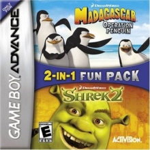 2 Games in 1 Shrek 2 + Madagascar Operation Penguin voor Nintendo GBA