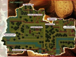 Uma parte do mapa de Willow Woods, um dos oito mundos.