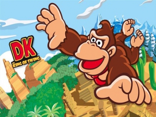 Wer fliegt da zwischen den Baumkronen? Es ist <a href = https://www.mariogba.nl/gameboy-advance-spel-info.php?t=Donkey_Kong target = _blank>Donkey Kong</a>, The King of Swing!