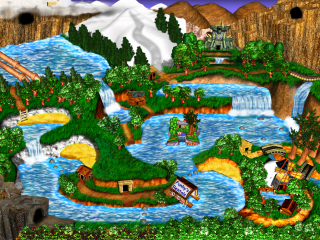 De wereldmap van Donkey Kong Country 3 Advance