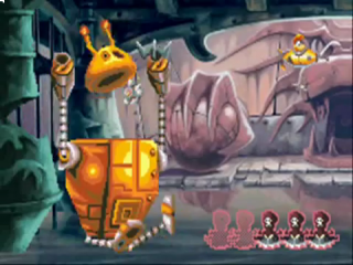 Le boss final est si dangereux que Rayman utilise un vaisseau spatial pour se protéger.