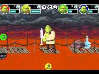 Shrek SuperSlam est un jeu de combat multijoueur dans lequel deux à quatre combattants s