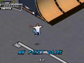 The first exercise: performing an ollie while jumping over a rail.