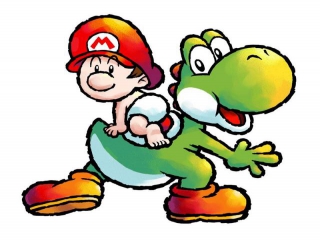 Hier siehst du Yoshi und Baby Mario, ein wirklich süßes Duo!