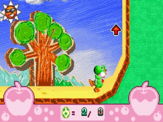 Al inclinar completamente el fondo, ¡permite que Yoshi camine por las paredes!